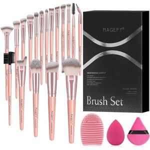 18 Pcs Premium Synthetic Powder Blush Eyeshadow Brush Kit Professional Brushes